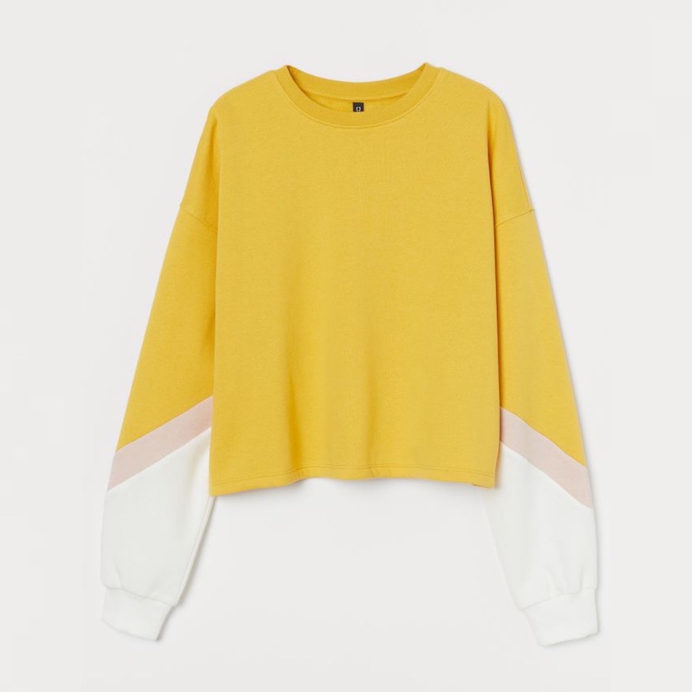 Color Block Cotten Blend Sweatshirt